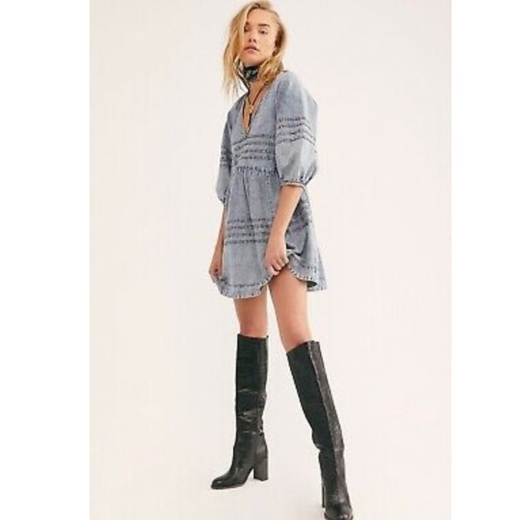 Free People Sweet Surrender Denim Mini Dress | New Without Tag - Picture 4 of 13